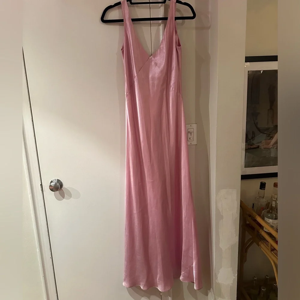 Vince V Neck Satin Slip Dress - Picture 2 of 7